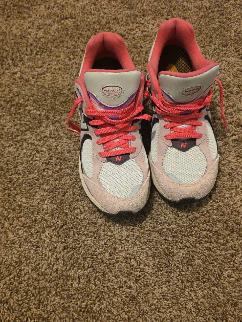 New Balance Women's White Pink Coral Lace-Up Sneakers